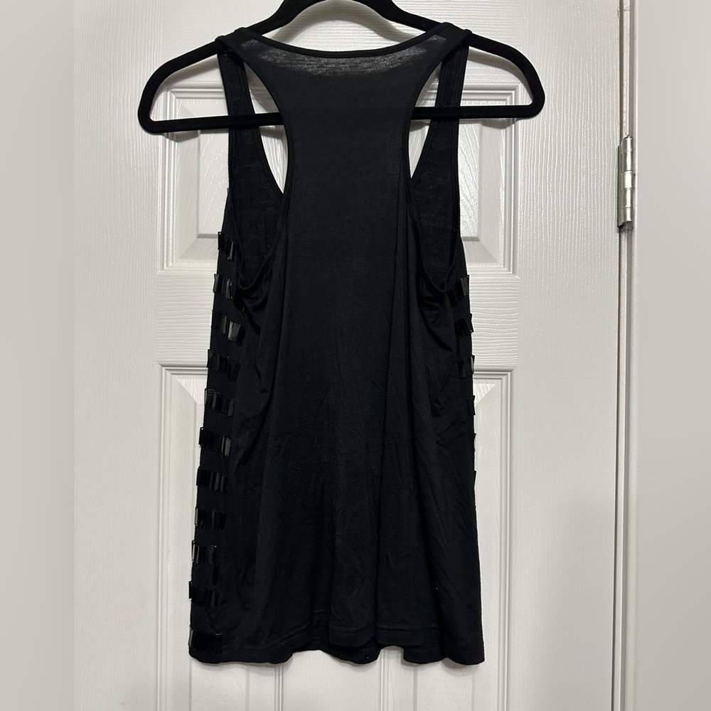 Rectangular Paillette Metallic Black Sequin Tank - image 2